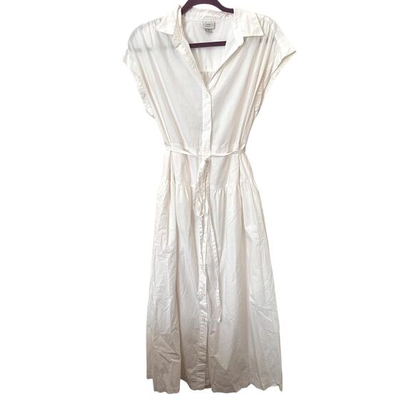 A NEW‎ DAY Belted Shirt Midi Dress White Small - Picture 1 of 5